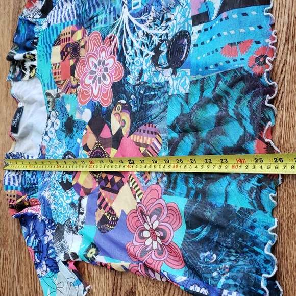 (EU46) Peruzzi Made in Italy Colorful Abstract Sheer Overlay Vacation Coastal - Picture 4 of 7